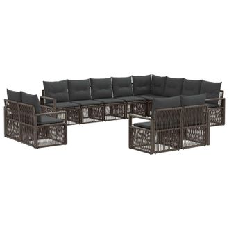 vidaXL Conjunto De Sof&aacute;s De Jard&iacute;n 12 Pcs Gris Rat&aacute;n Sint&eacute;tico Vidaxl