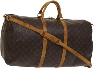 Louis Vuitton Tweedehands Canvas Louis Vuitton tassen - Dames - Vintage Weekendtas - Bruin - ONE Size - Leer - Vintage
