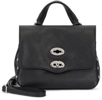 Zanellato Womens Handbag Postina Hammered Leather Black Cow Hide Handbags Hand Bags