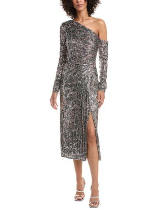 Tadashi Shoji Sevilla Sequin One-Shoulder Midi Dress
