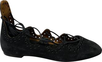 Isabel Marant Isabel Marant Pre-owned Womens Lace Up Flats in Black Suede - Size UK 3