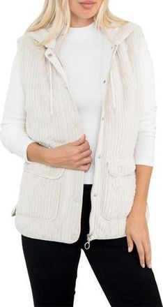 Stoosh Textured Fleece Hooded Vest in Light Tan at Nordstrom Rack, Size X-Large