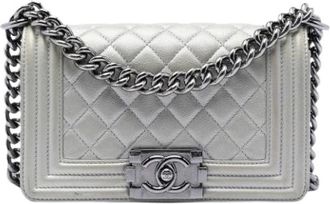 Chanel Pre-owned Vintage Gewatteerde Caviar Crossbody Tas - Dames - Vintage Schoudertas - Grijs - ONE Size - Leer - Vintage