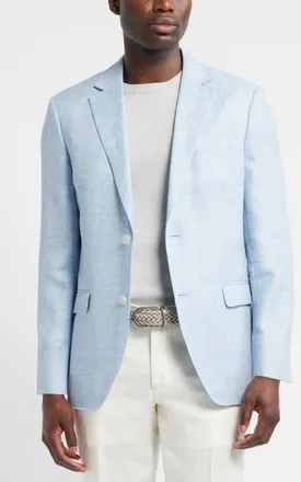 Nordstrom Henrik Trim Fit Light Blue Slub Linen & Wool Sport Coat in Light Blue Silva Texture at Nordstrom, Size 44