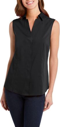 Foxcroft Taylor Non-Iron Sleeveless Shirt in Black at Nordstrom, Size 10