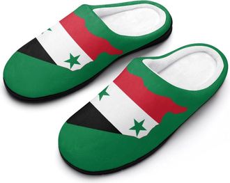 Generic Flag Map of Syria Funny Mens Slippers Cotton Warm House Shoes Memory Foam Sandals Print Size 7-14