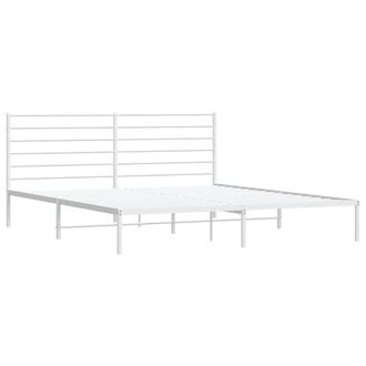 Berkfield Home Metal Bed Frame with Headboard White 200x200 cm