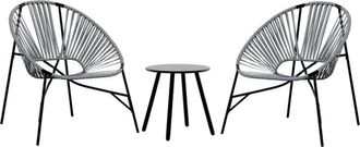 vidaXL Garden Chair Set 3 pcs Black and Light Grey Poly Rattan Vidaxl