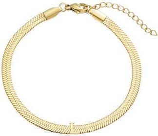 Adornia 18k Gold Plated Initial Herringbone Chain Bracelet in Gold-L at Nordstrom Rack