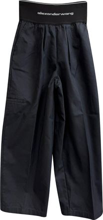 Alexander Wang Logo Waistband Trousers in Black Cotton