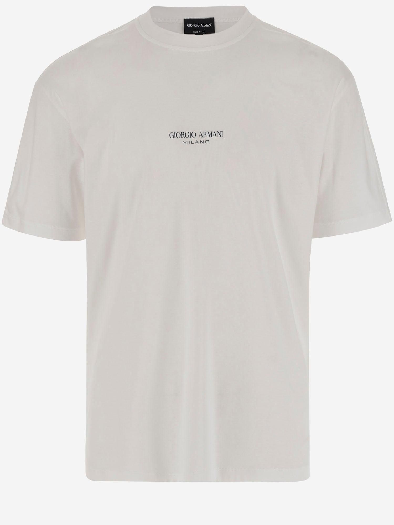 Tシャツ・カットソー GIORGIO ARMANI WHITE COTTON T-SHIRT Logo embroidered cotton jersey T-shirt in white - Giorgio