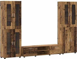 vidaXL TV Cabinet Set with Drawer FLORIN Old Wood Engineered Wood vidaXL