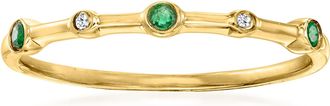 RS Pure by Ross-Simons Emerald- and Diamond-Accented Ring 14kt Yellow Gold