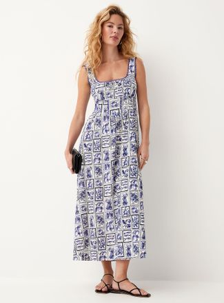 Icone Womens Scalloped square neckline bustier midi dress