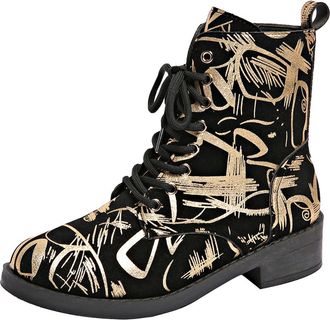 Generic SAUTRV Side Zipper Boots for Women Ankle Boots Short Boots Single Shoes for Ladies Casual Shoes Unusual Boots Women (Gold, 7.5)