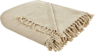 Beliani Beliani - Manta Moderna Tejida A Mano Con Flecos Sof&aacute; Cama 200 X 220 Cm Beige Chaohani