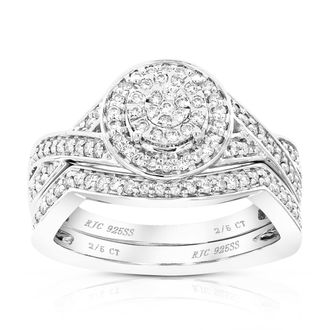 Vir Jewels 2/5 cttw Lab Grown Diamond Wedding Bridal Set in Sterling Silver For Women