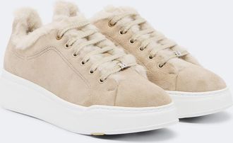 Max Mara Shearling-lined suede low-top sneakers