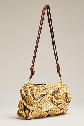 Farm Rio Flower Raffia Crochet Shoulder Bag