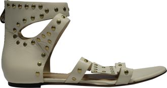 Charlotte Olympia Pre-owned Womens Studded Star Sandals in White Calfskin Leather - Size EU 37