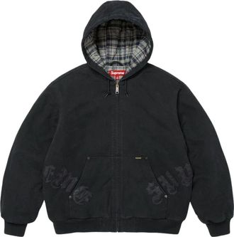 SUPREME FW26 Leather Appliqu&eacute; Hooded Work Jacket Black SUP-FW26-063-BLK