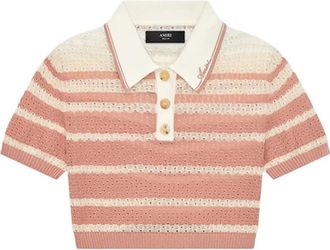 Amiri striped polo-neck top - women - Viscose - S - Pink