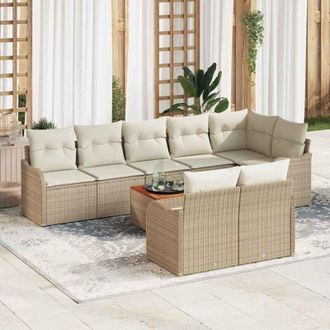 vidaXL Conjunto De Sof&aacute; De Jard&iacute;n 9 Pcs Beige Polirat&aacute;n Vidaxl