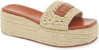Versace Espadrille Platform Slide Sandal in Natural Ambrer Gold at Nordstrom, Size 10.5Us