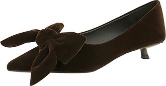 Generic Womens Pumps Stiletto High Heel 3cm Pointed Toe Suede Bow Wedding Shoes for Bride Prom Party (Brown,4.5)