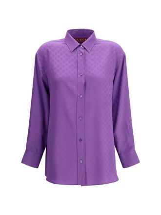 Gucci GG Supreme Silk Shirt - Purple