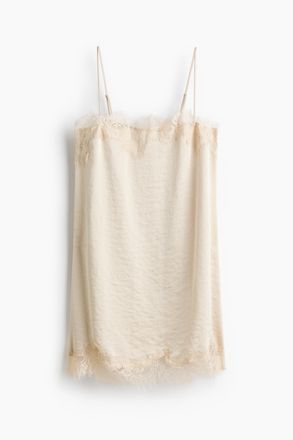 H&M Slipkleid mit Spitze - Cremefarben