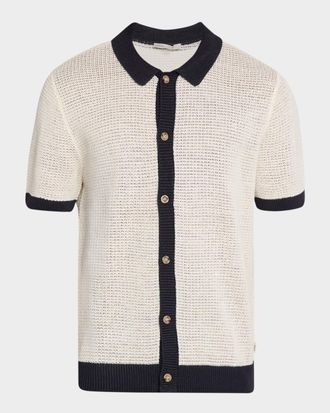 Onia Men & apos;s Linen Short-Sleeve Cardigan Sweater