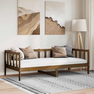 vidaXL Sof&aacute; Cama Sin Colch&oacute;n Madera Maciza Pino Marr&oacute;n Miel 90x200 Cm Vidaxl