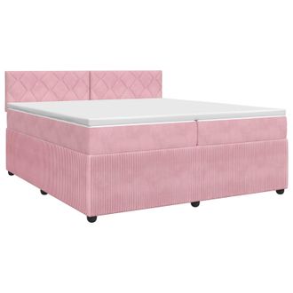 vidaXL Cama Box Spring Con Colch&oacute;n Rosa 200 X 200 Cm Terciopelo Vidaxl