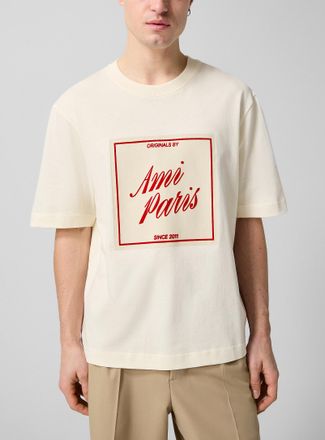 Ami Mens Square velvety logo T-shirt