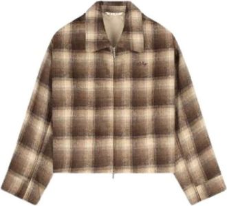 Olaf Hussein Jassen, Dames, Bruin, S, W230502 S Checked Cropped Jacket