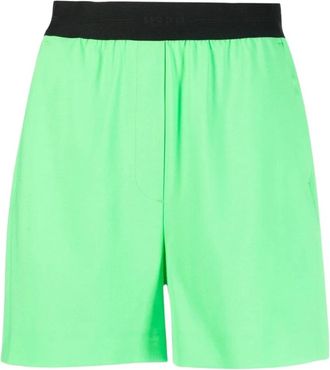 Msgm Lichtgewicht Wollen Bermuda Shorts - Dames - Bermuda - Groen - M - Wol - Korte Broeken