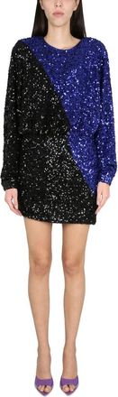 Rotate Sequin Two Tone Mini Dress - Dames - Feestkleedjes - Veelkleurig - XS - Leer - Kleedjes