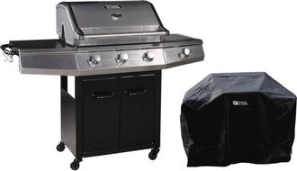 Habitat et Jardin Habitat Et Jardin - Barbacoa A Gas Con Led bingo 4 - 4 Quemadores (1 Lateral) - 14kw + Funda De Protecci&oacute;n- Negro