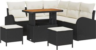 vidaXL Garden Sofa Set with Cushion 8 pcs Black Poly rattan Vidaxl