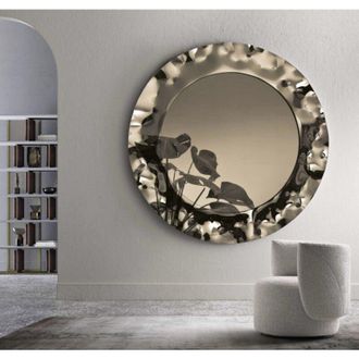 Capodarte Specchio tondo DANCE con cornice in vetro mosso D180 cm Bronzo