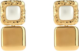 Self Portrait mottled Gold Pearl Tiered Earrings