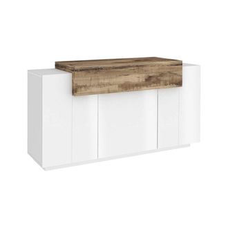 Dmora Aparador efecto madera blanco brillante, arce 140x45h86 cm