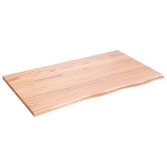 Berkfield Home Table Top Light Brown 100x60x2 cm Treated Solid Wood Oak | Size: 100 x 60 x 2 cm