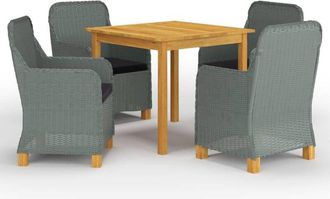 vidaXL Vidaxl - Juego De Comedor Para Jard&iacute;n De 5 Piezas Gris Claro