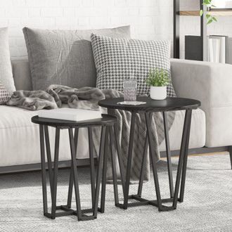 vidaXL Vidaxl - Set tavolini 2 pcs Rovere nero 50 x 50 x 50.5 cm