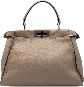 Fendi 2010-2025 Medium Leather Selleria Peekaboo Iconic satchel - Marrone