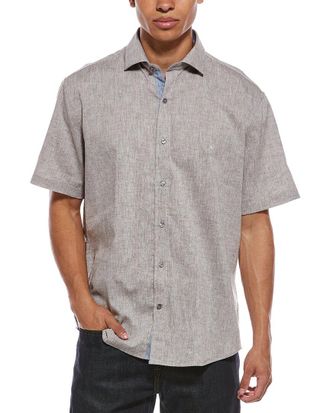 Tailorbyrd Tailorbyrd Yarn Dyed Melange Linen-Blend Shirt