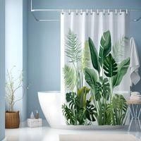 OEM Cortina De Ducha, Cortina De Ducha Con Estampado Abstracto De Plantas En Acuarela, Cortina De Ducha Impermeable, Cortina De Ducha Para Ba&ntilde;o Con Gancho