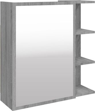 vidaXL Vidaxl - Armario Y Espejo Ba&ntilde;o Contrachapada Gris Sonoma 62,5x20,5x64 Cm